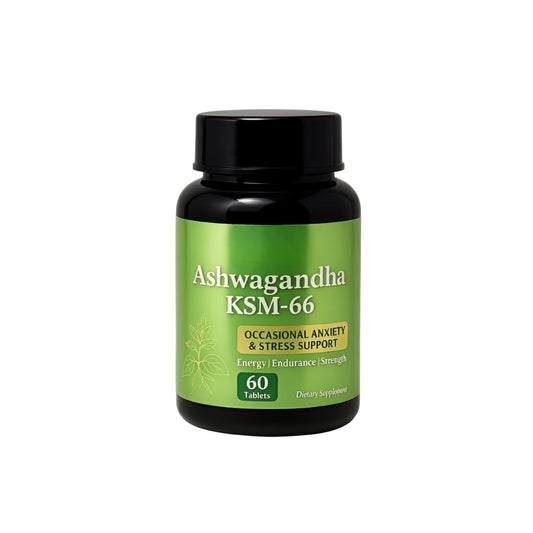 Ashwagandha KSM-66 Tablets | Pure Root Extract | Stress & Anxiety Relief, Better Sleep, Energy & Endurance Boost | Natural Adaptogen for Men & Women | 60 Vegetarian Tablets