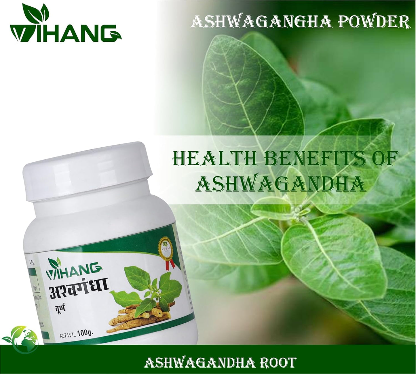 Vihang Ashwagandha Root Powder 100g | Pure Herb Powder for Daily Wellness & Balance