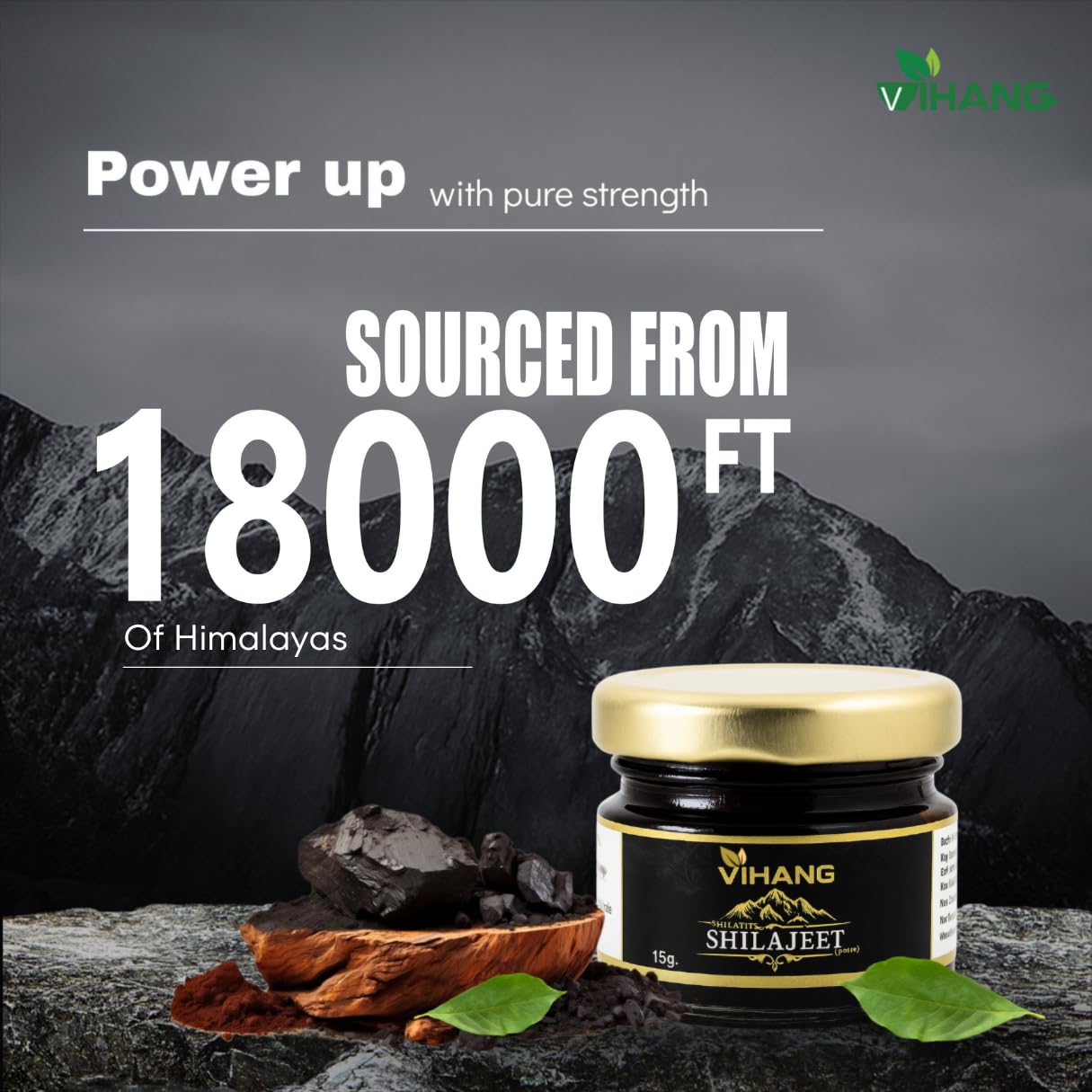 Vihang Himalayan Shilajit | 15g Glass Jar | Energy & Stamina Support ( Pack of 1 )