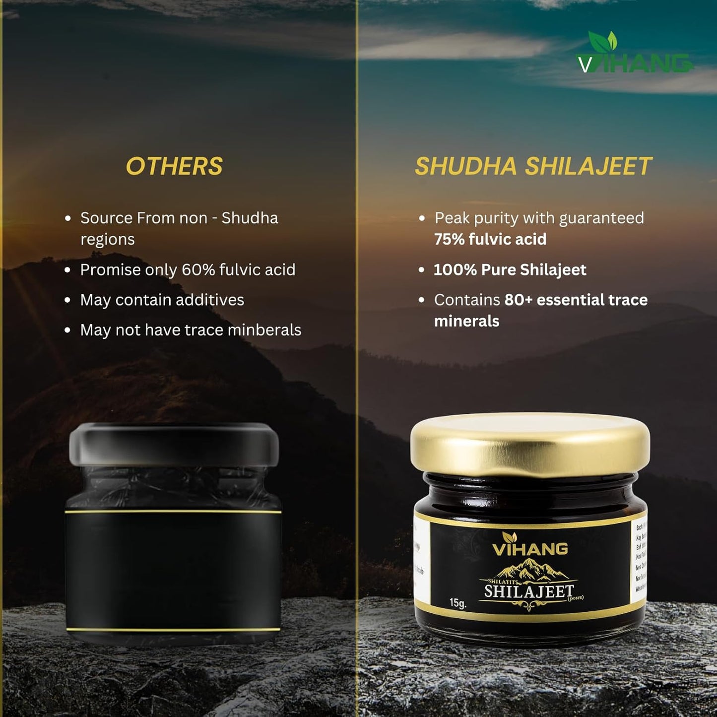 Vihang Himalayan Shilajit | 25g Glass Jar | Natural Stamina Support ( Pack of 1 )