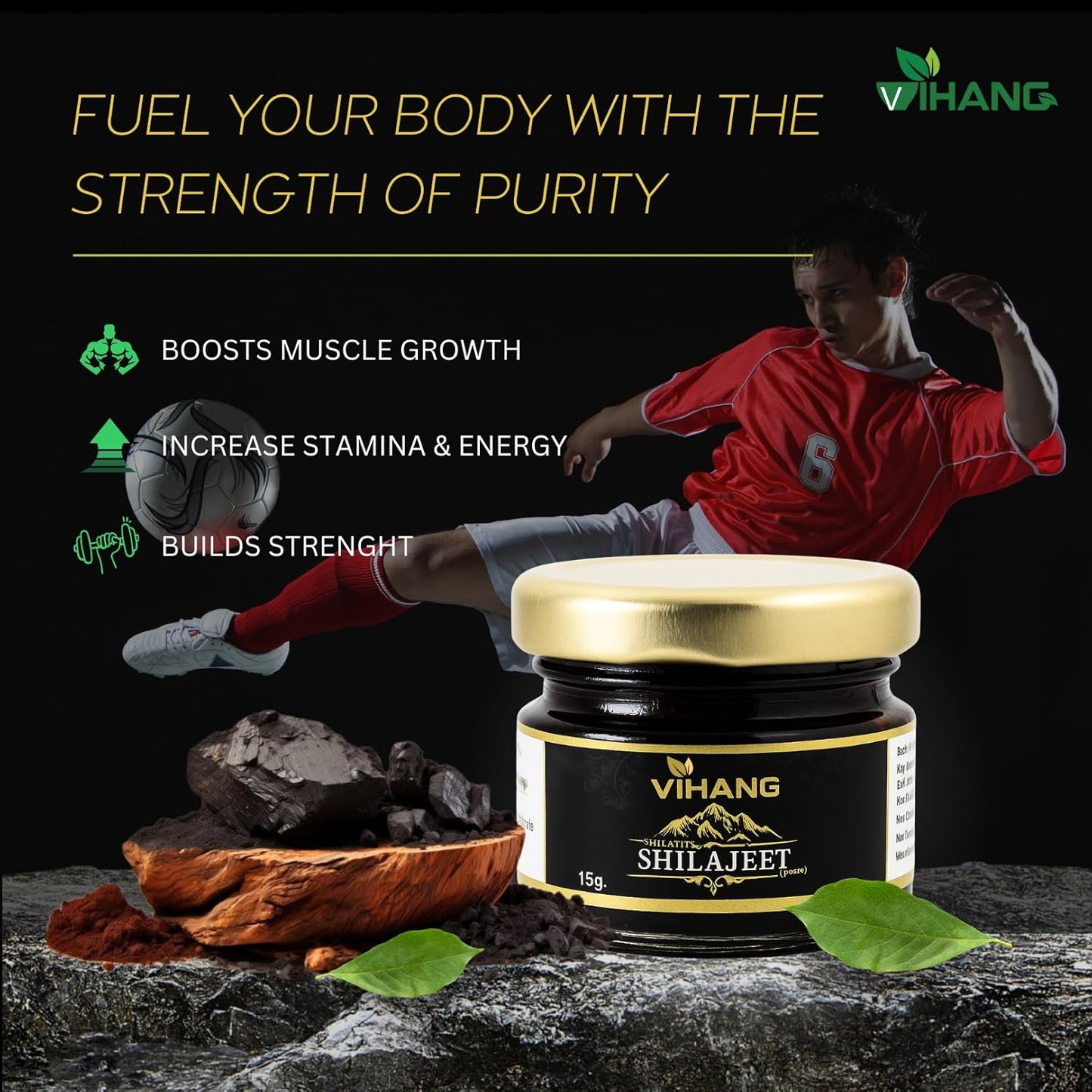 Vihang Himalayan Shilajit | 25g Glass Jar | Natural Stamina Support ( Pack of 1 )