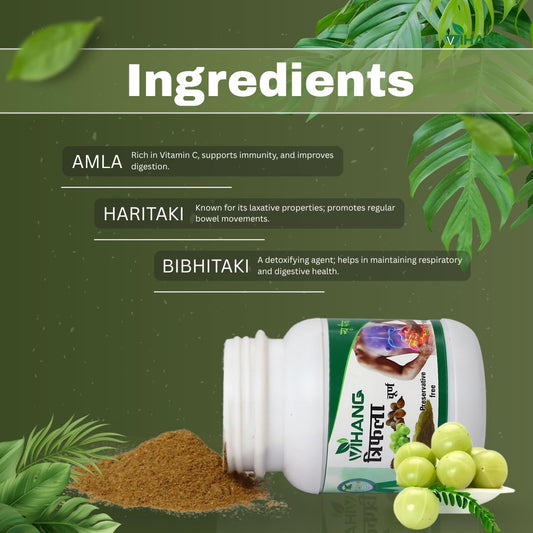 Vihang Triphala Churna | Ayurvedic Digestive & Detox Powder 100g ( Pack of 1 )